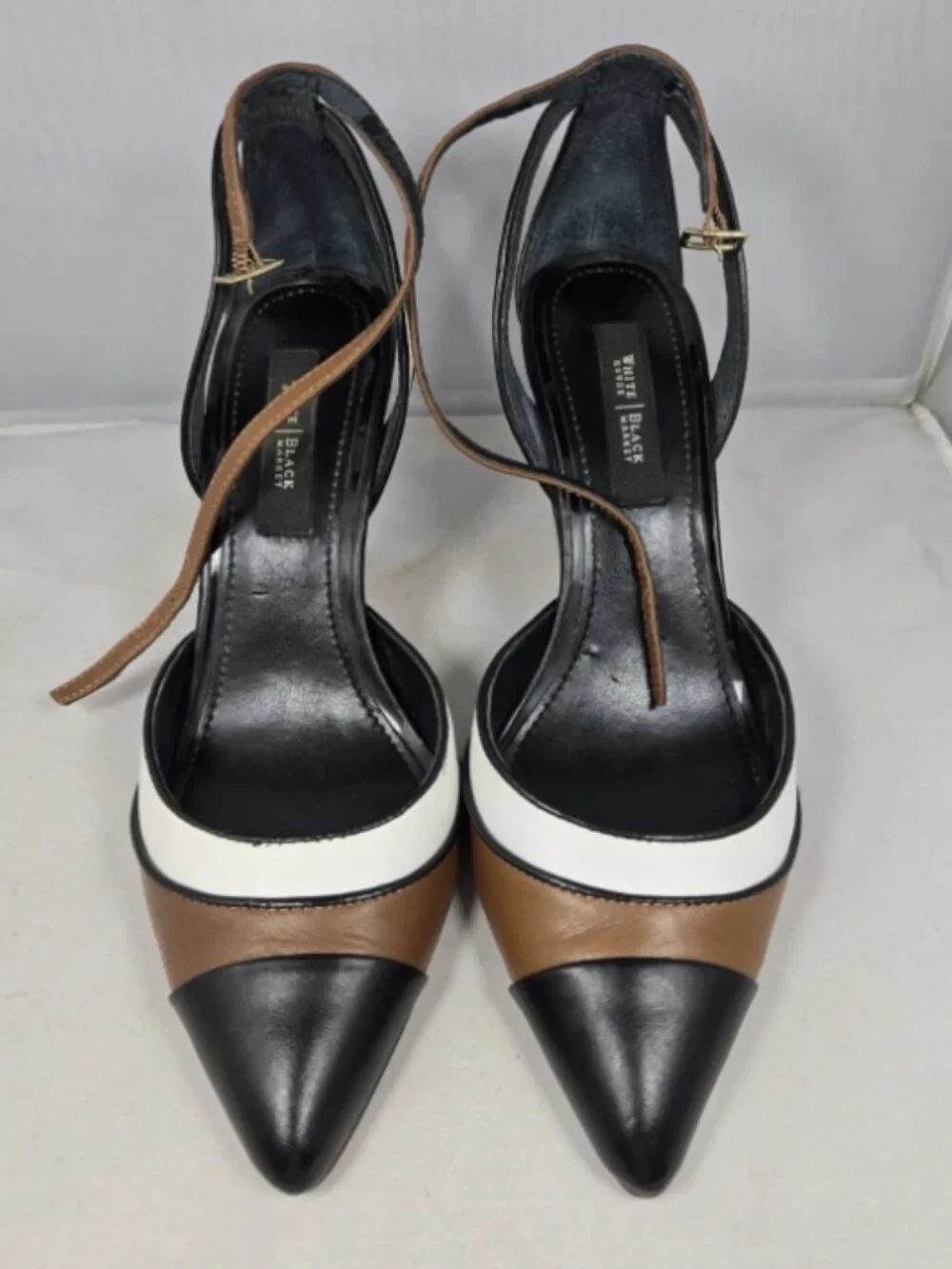 White House Black Market Colorblock Augustina Pointed Toe Heels 7.5 in Box